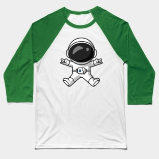 Cute Astronaut Jumping With Metal Hands Cartoon Baseball T-Shirt